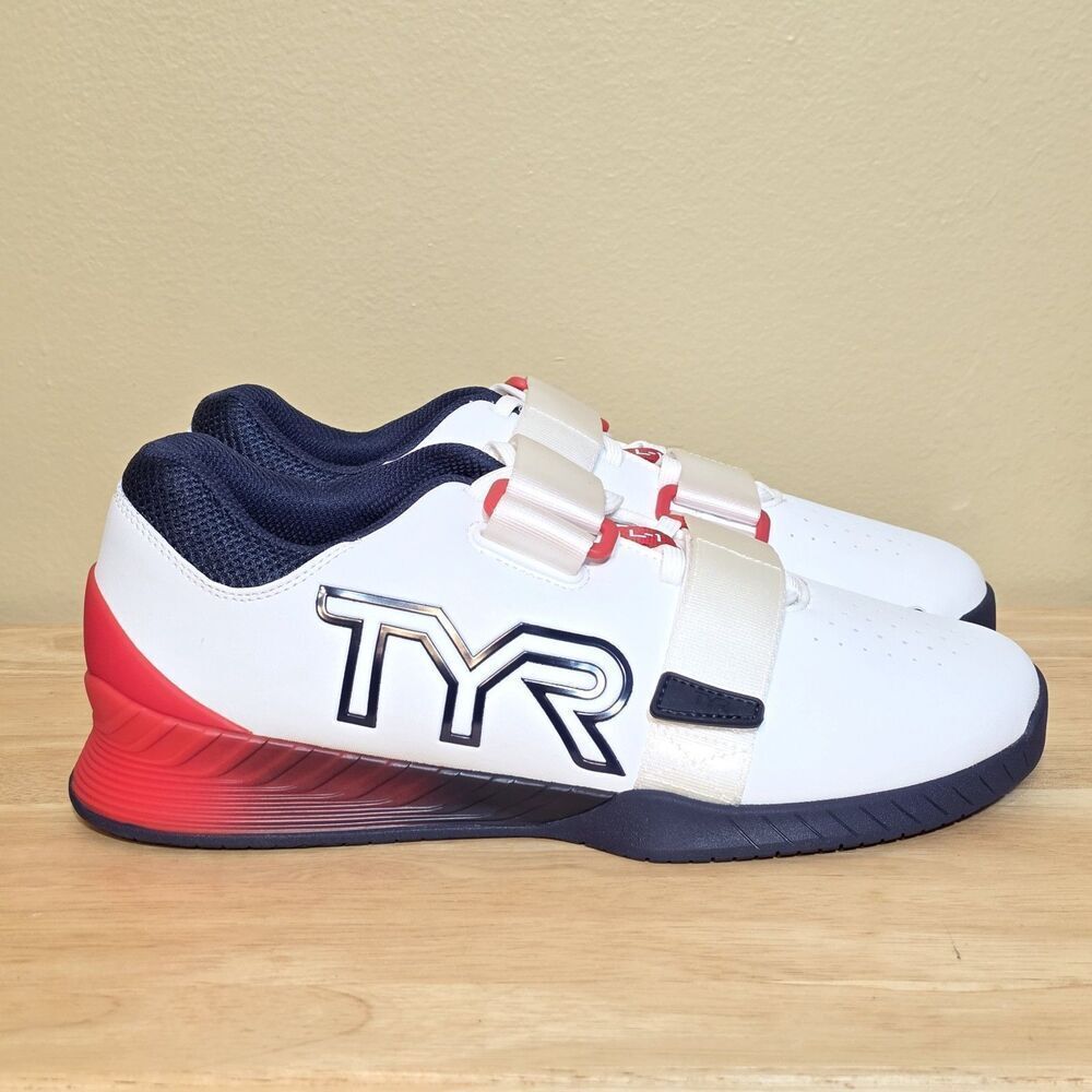 TYR L-1 Lifter Weightlifting Shoes USA White Red Blue Men's Size 9.5 Women's 11